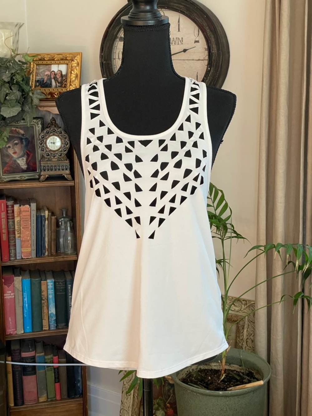 Energie White Laser-Cut Scoop Neck Tank